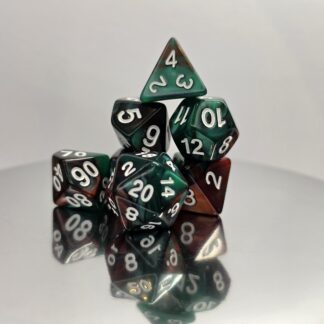 Emerald Green Marble Dice Set with White Numbers