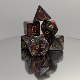 Blood Splatter Black Dice Set with Gold Numbers