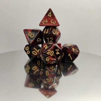 Black Red Marble Dice Set with Gold Numbers