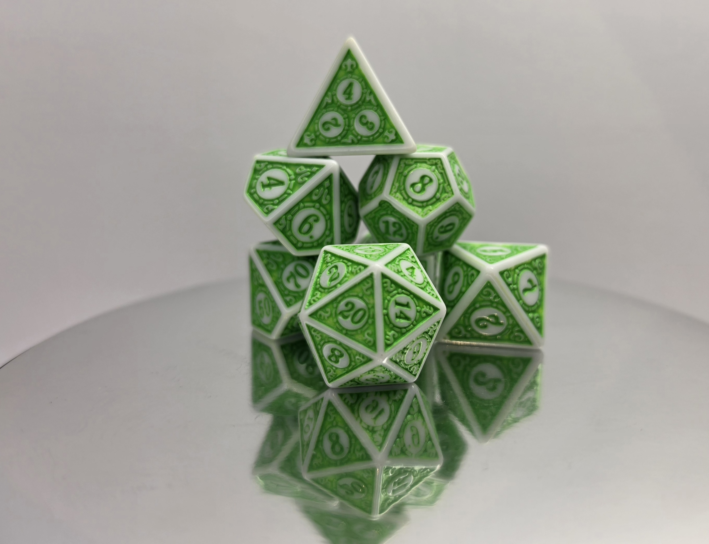 Etched Polyhedral Dice Set
