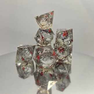 Red Blossom Glitter Core Dice Set