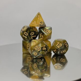 Black Gold Marble Dice Set with Gold Embossed Numbers