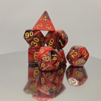 Crimson Black Marble Dice Set with Gold Embossed Numbers