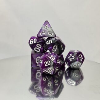 Amethyst Smoke Marble Dice Set with White Embossed Numbers