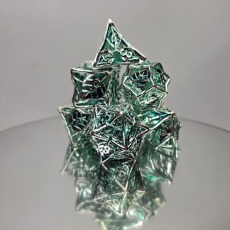Green Metal Leaf Dice Set